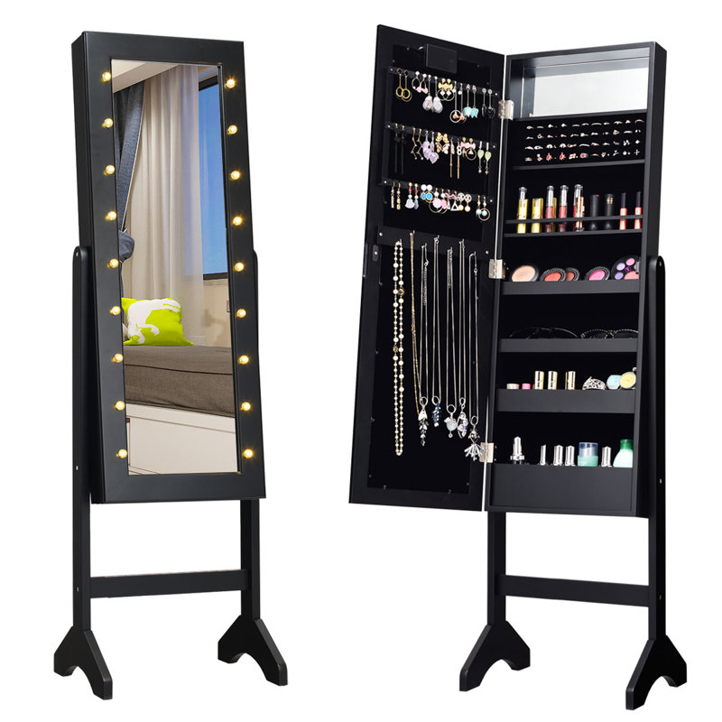 Roeline Freestanding Jewelry Armoire, Black