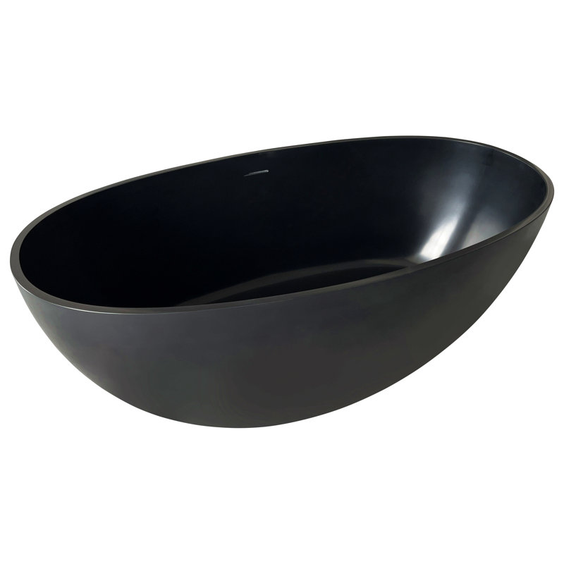 55" Premium Solid Surface Deep Soaking Bathtub, Black