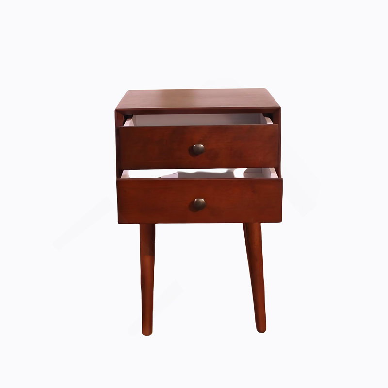 Table de chevet avec 2 tiroirs, petite table d'appoint avec rangement, Noyer