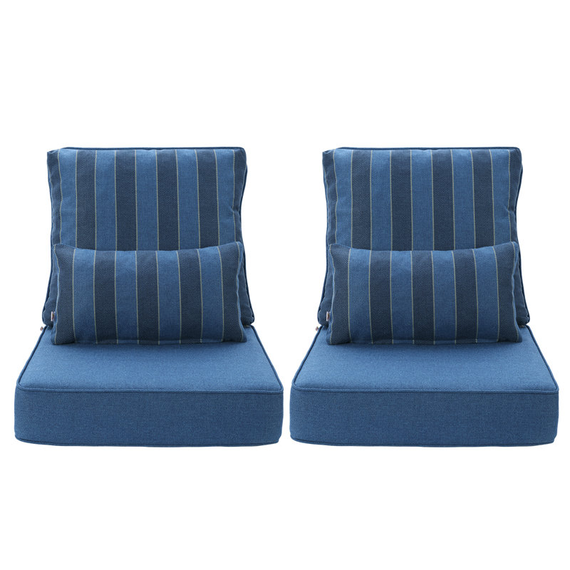 Aoodor Outdoor Seat/Back Cushion, 23" W x 25.6" D, Blue Striped