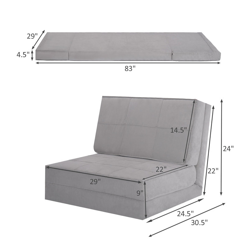 Bowden 29'' Upholstered Convertible Sofa, Gray