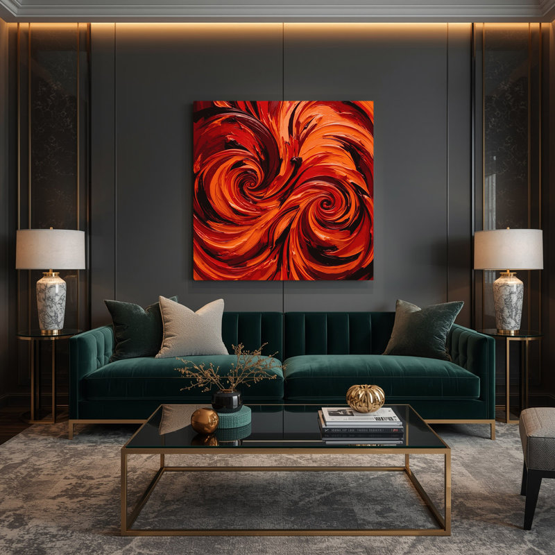 Abstract Figurative 72 Red Canvas Wall Art, 32" H x 32" W