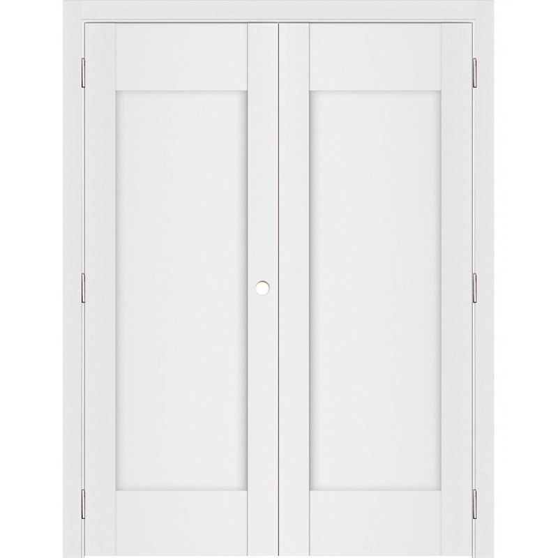 Double porte intérieure stratifiée blanc doux pré-suspendu Stile 012, 56 po x 80 po, S'ouvre à gauche vers l'intérieur
