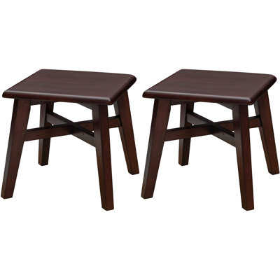 Escabeau léger en bois franc massif à 1 marche de 12,25 po de hauteur pour adultes et enfants avec capacité de 200 lb, espresso