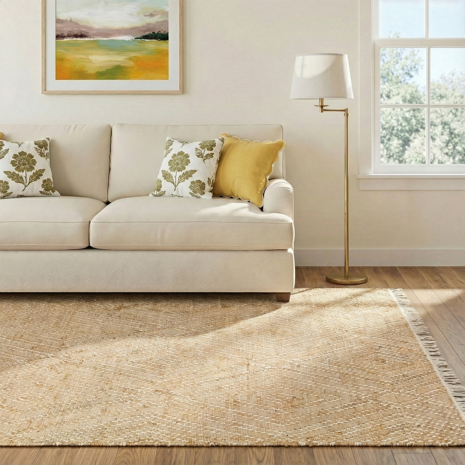 Sal Hand-Woven Geometric Jute Rug, Rectangle 5' x 7'6"