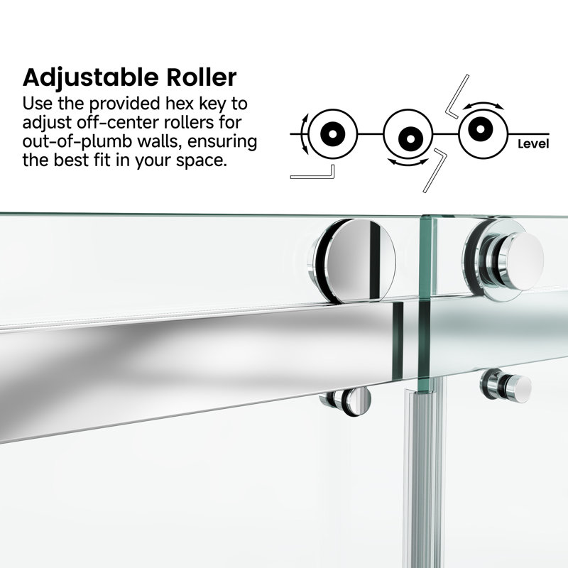Porte de douche coulissante double 60 po L x 76 po H, Chrome chrome