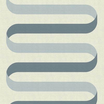 Folding Ribbon - Off White Blue Wallpaper
