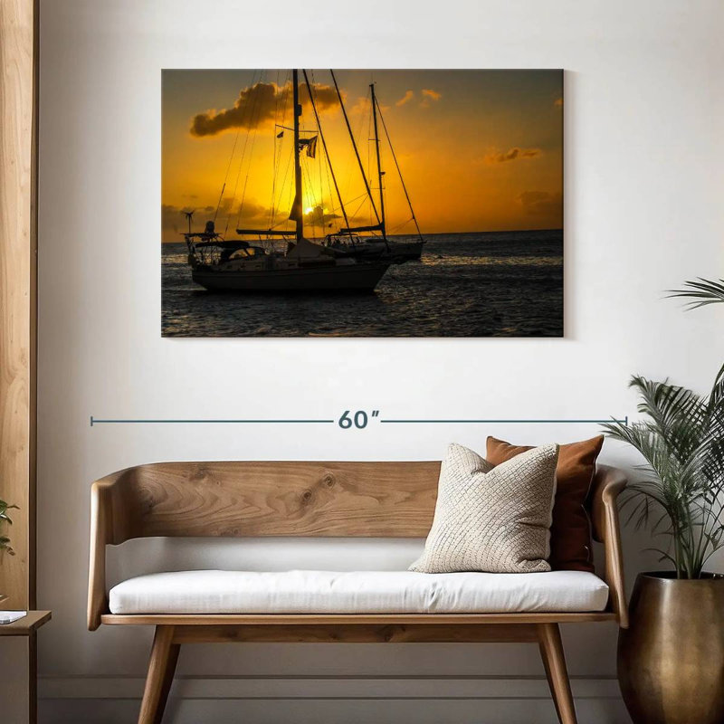 Mehar Sailboat At Dusk, 30" H x 45" W