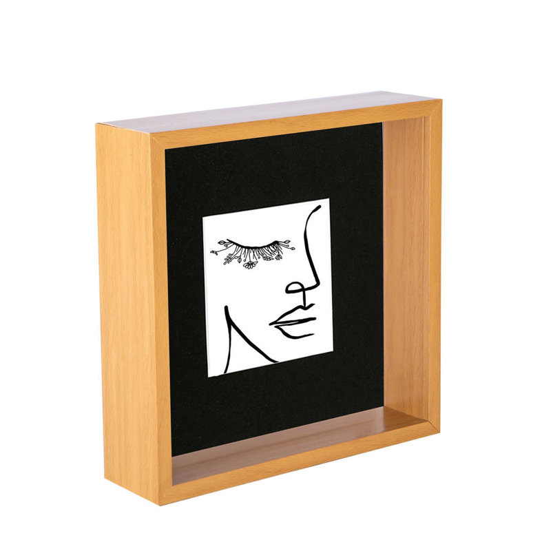 Nicola Spring - 3D Deep Box Photo Frame, Light Wood/Black, 10cm x 10cm