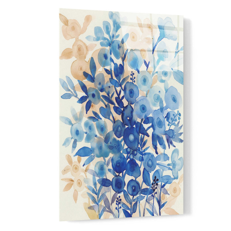 Art mural en verre épique «Blueberry Floral II» par Tim O'Toole, H 24 po x l 16 po x P 0,2 po