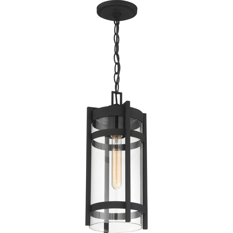 Lanterne suspendue d'extérieur noir mat à 1 ampoule Ryder 16,38 "H