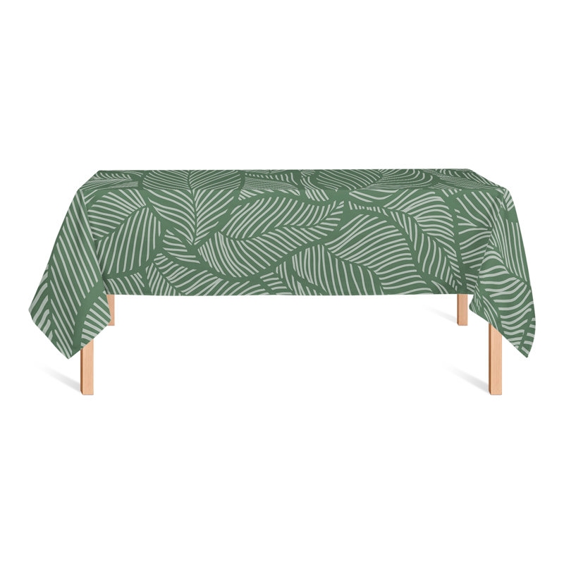 Dense Leaves Gray 5 Tablecloth, Green