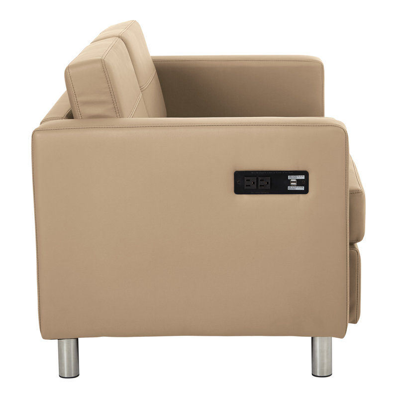 Procter 50.75'' Faux Leather Loveseat, Buff Faux Leather