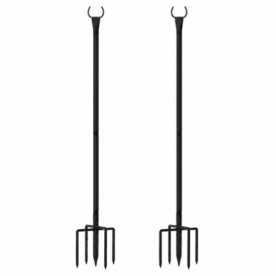 2 Pack 10FT String Light Poles for Outdoor String Lights, Heavy-Duty Iron Light Stands with 5-Prong Ground Base, Waterproof Rust-Resistant Patio Garden Poles for Wedding, Party & Holiday Decor, Black