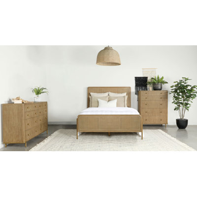 Arini 3-Piece Queen Bedroom Set Sand Wash And Natural Cane