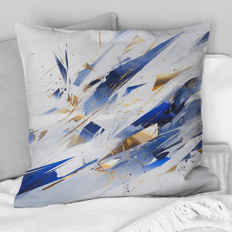 Coussin cubique bleu et blanc Kaleidoscope III
