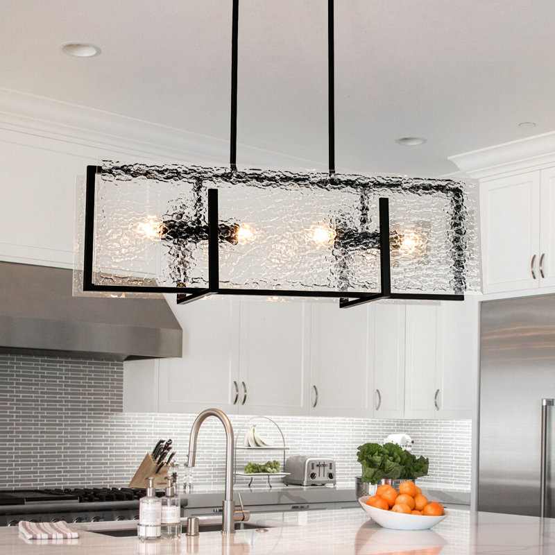 4-light Rectangular Kitchen Island Chandelier