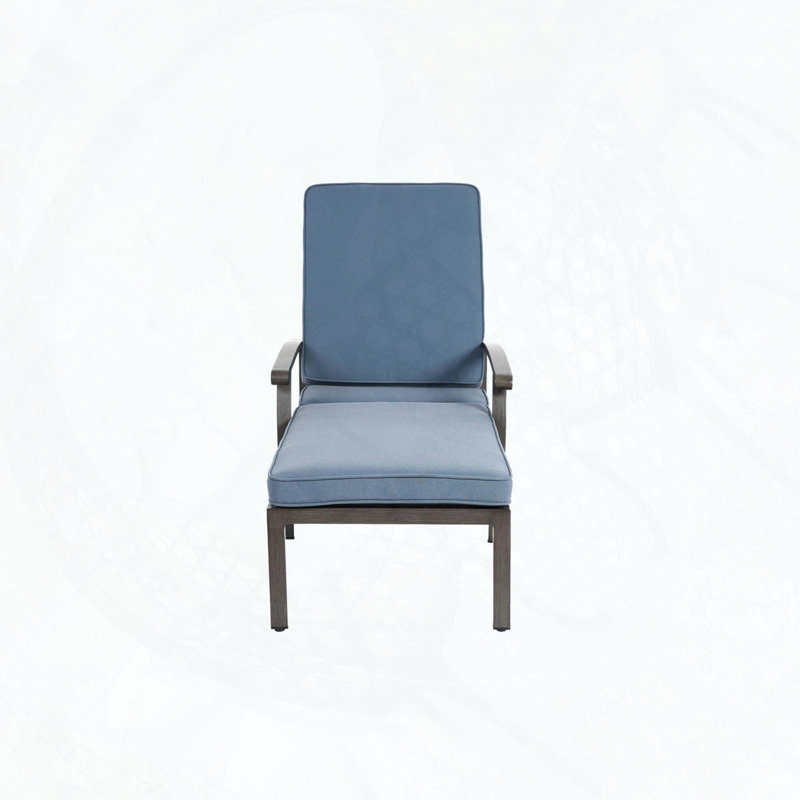 Chaise longue en aluminium coulé avec dossier réglable, Bleu