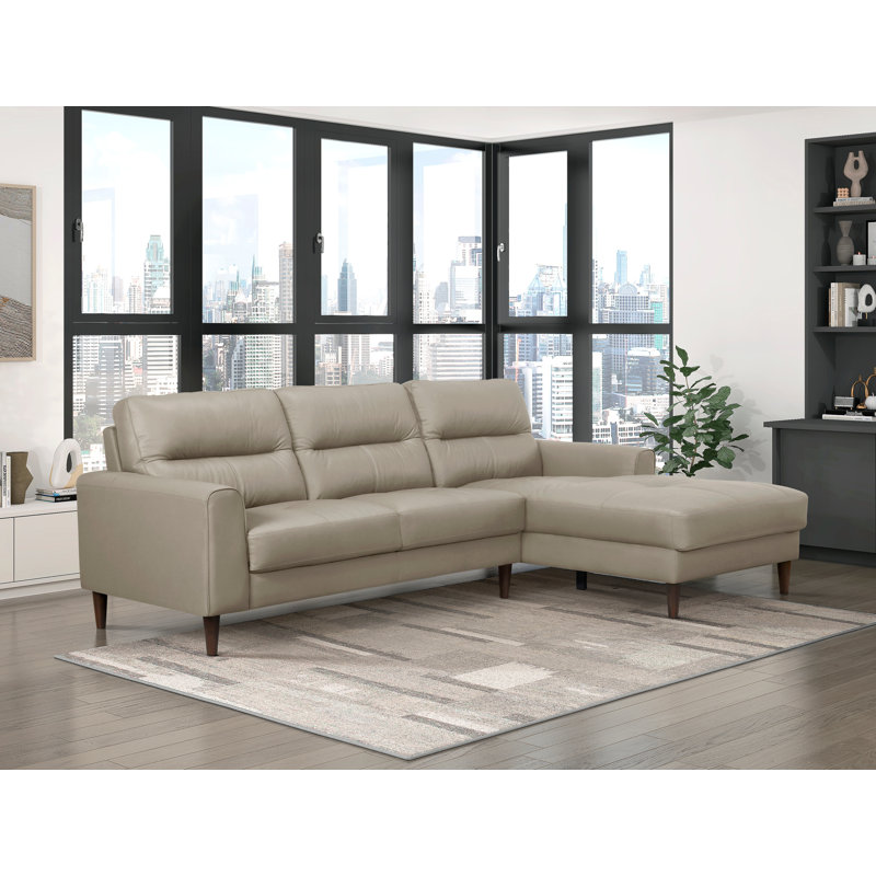 Canapé modulaire moderne et contemporain 2 pièces Nandor, Cuir latte