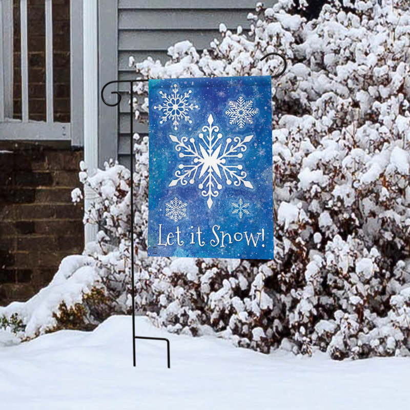 Drapeau de jardin saisonnier flocons de neige, Bleu/Blanc d'hiver 1
