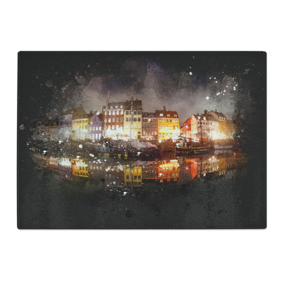 Tempered Glass Nyhavn Canal in Denmark Chopping Board