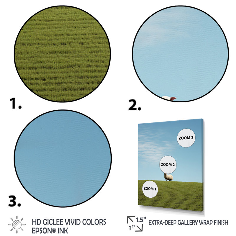 «Sheep Minimalistic Solitude - Animals», reproduction sur toile, H 44 po x l 34 po x P 1,5 po, Toile tendue