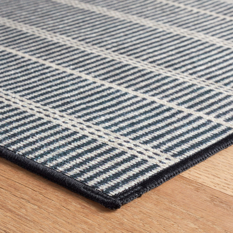 Samson Machine Washable Rug, Rectangle 6' x 9', Black