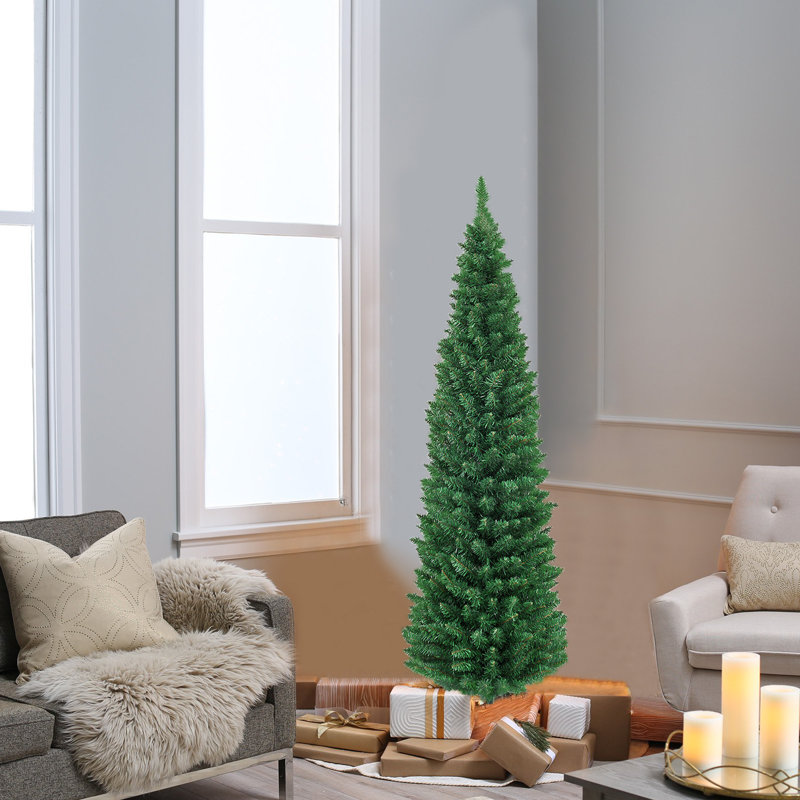 Sapin de Noël artificiel vert élancé, 6'