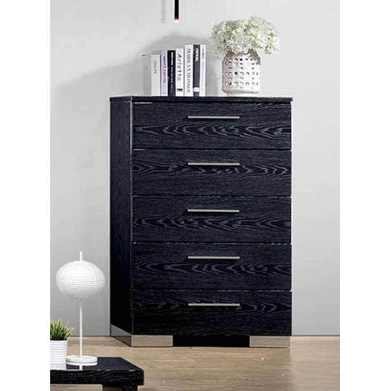 Alei 5 - Drawer Glossy Chest, Black