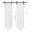 Double porte à 2 panneaux de style chalet de 3/4 po d'épaisseur 30 po X 80 po Porte de grange coulissante en MDF blanc avec trousse de quincaillerie-132739518