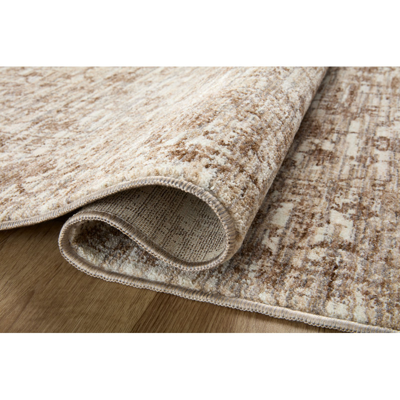 Tapis oriental en polyester écorce / naturel Sorrento, Rond 3 pi 11 po