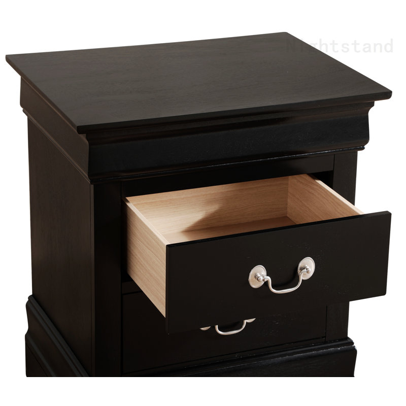 Nanhey Wooden Nightstand, Black 1