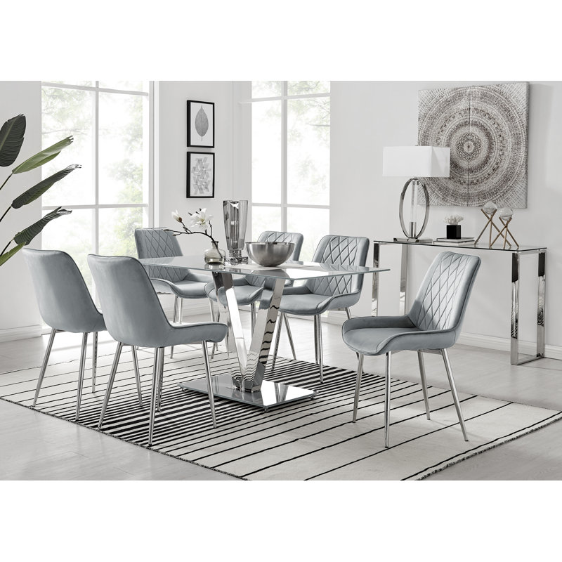 Scottsmoor Dining Set with 6 Chairs, Grey/Silver