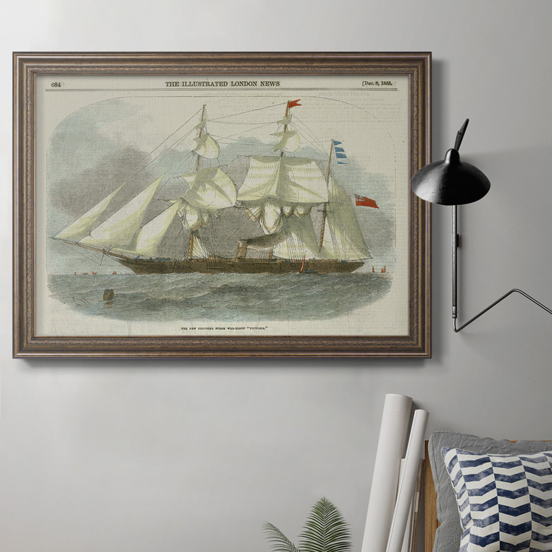 Antique Clipper Ship III, toile encadrée de qualité supérieure - prête à être accrochée, H 24 po x l 36 po x P 2,5 po