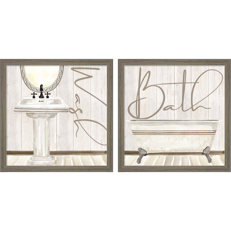 «Rustic Bath Wash» par Tara Reed, art encadré (ensemble de 2)