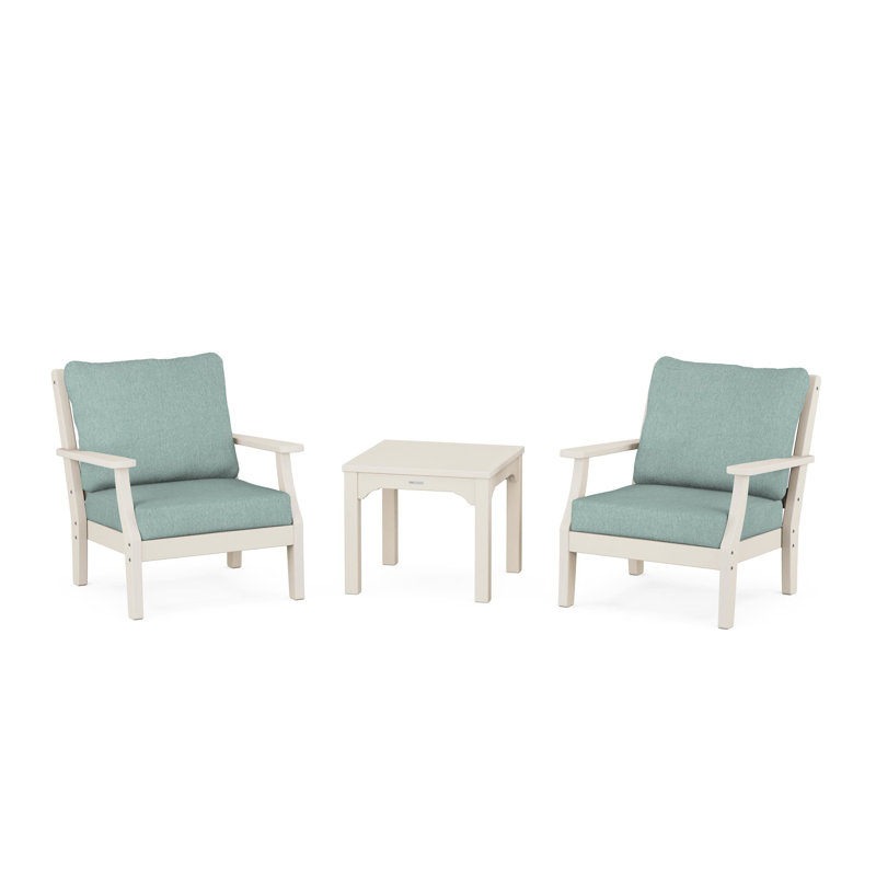 Ensemble de conversation d'extérieur pour 2 personnes avec coussins Chinoiserie, Sable, Glacier spa