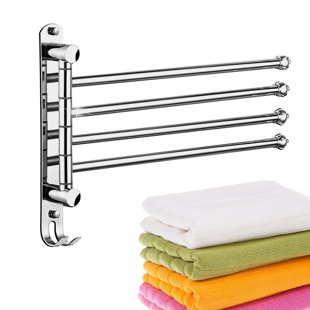 Swivel Towel Rack, 4 Arms Rotating Towel Bar Space Aluminum For Kitchen