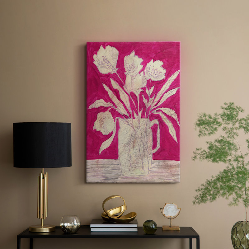 Arrangement fuchsia II - galerie Cavas sur mesure, H 18 po x l 12 po