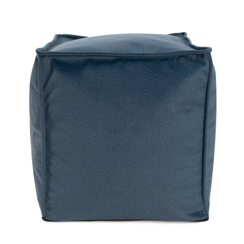 Qiviut Blue Square Pouf, Blue 