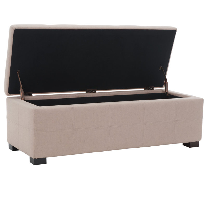 Graysie Linen Upholstered Storage Bench, Beige Linen