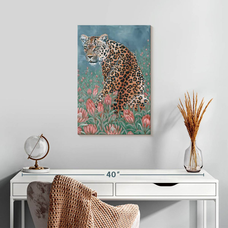 Brampt Leopard In The Flowers, 24" H x 16" W