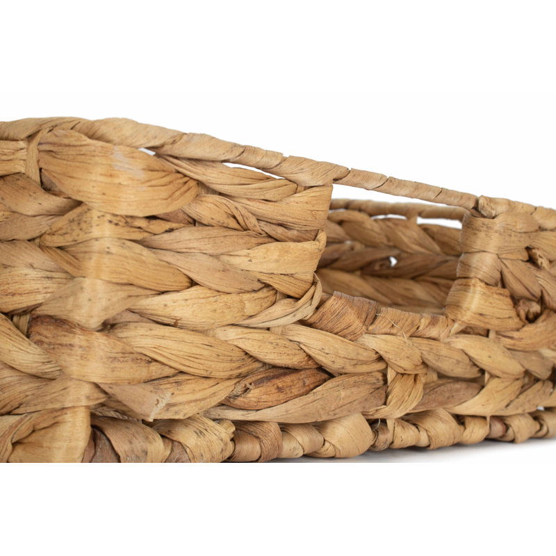 Water Hyacinth Shallow Rectangular Storage Basket, 24cm W x 37cm D