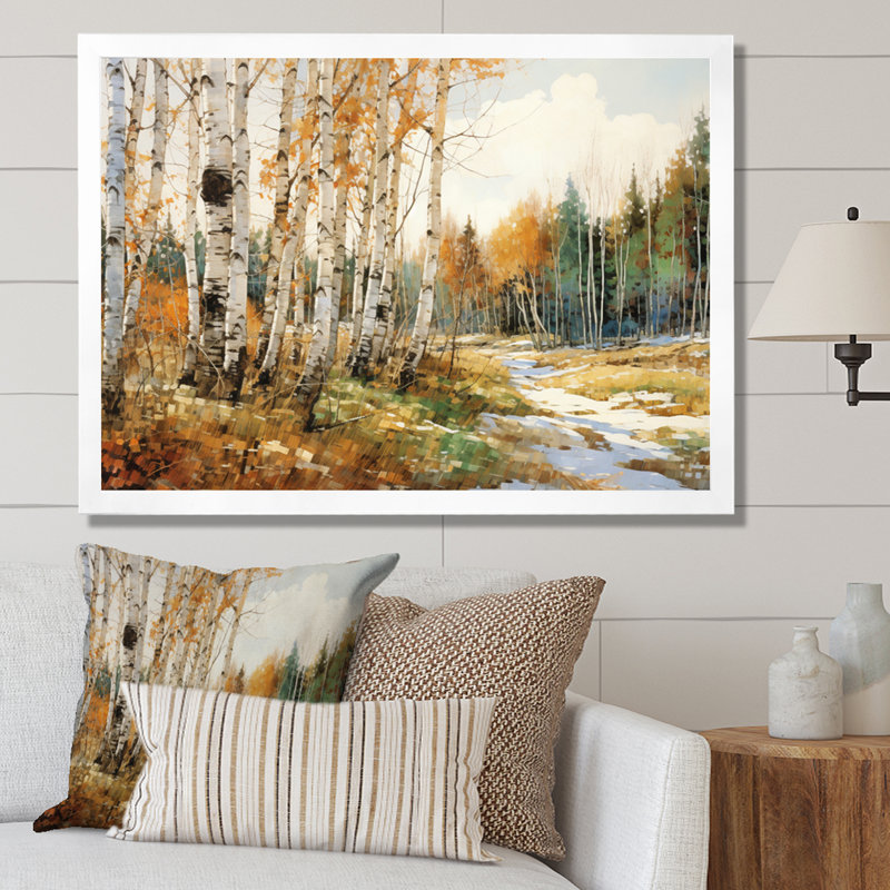 Bouleau saisonnier en bois de bouleau I sur toile, H 30 po x l 40 po x P 1,5 po, Cadre photo blanc