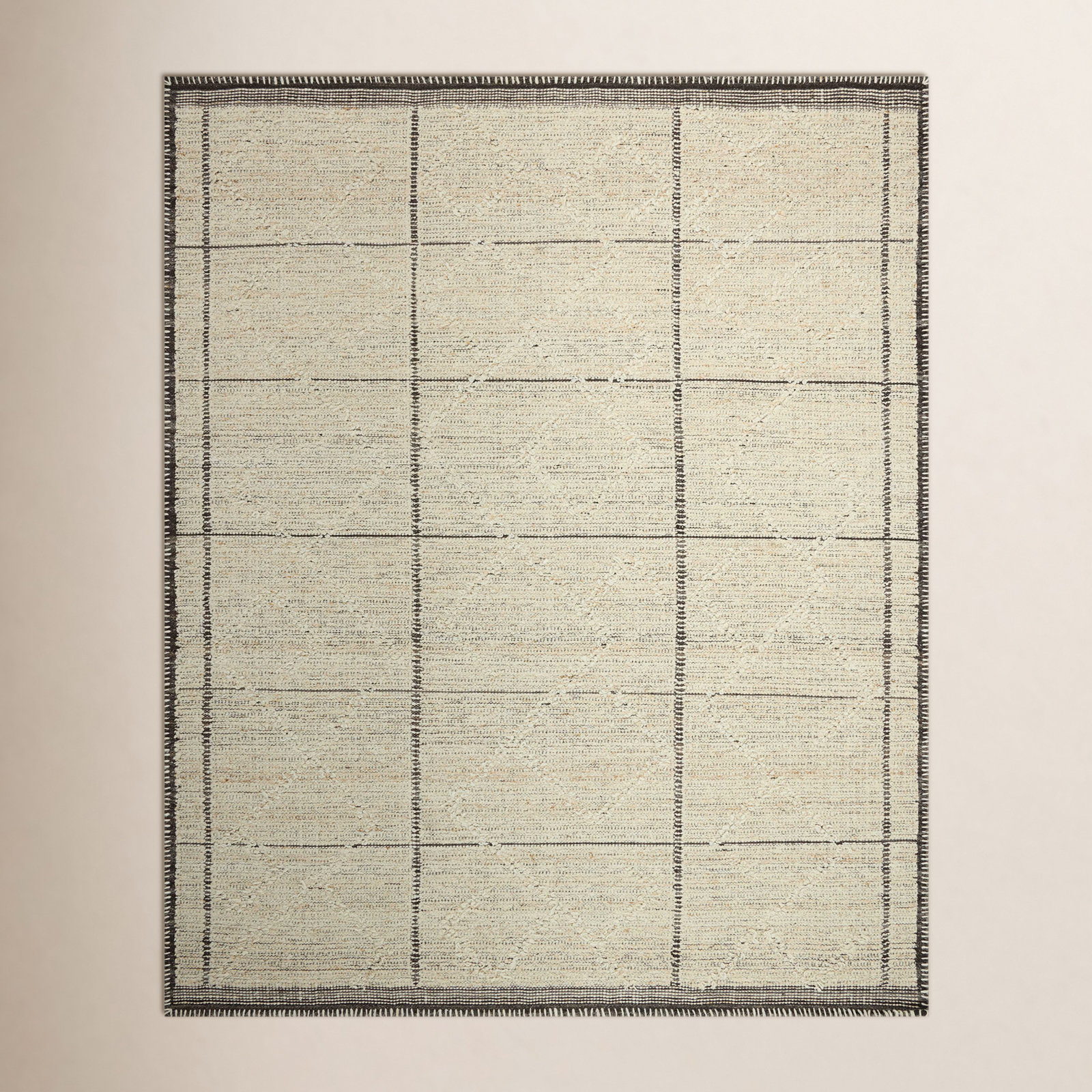 Amber Lewis x Loloi Bowie Ivory / Mocha Area Rug, Square 1'6"
