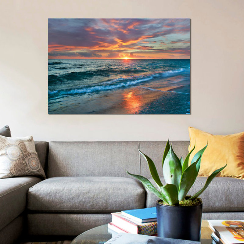 Sunset Over Ocean Gulf Islands National Seashore Florida Canvas Print