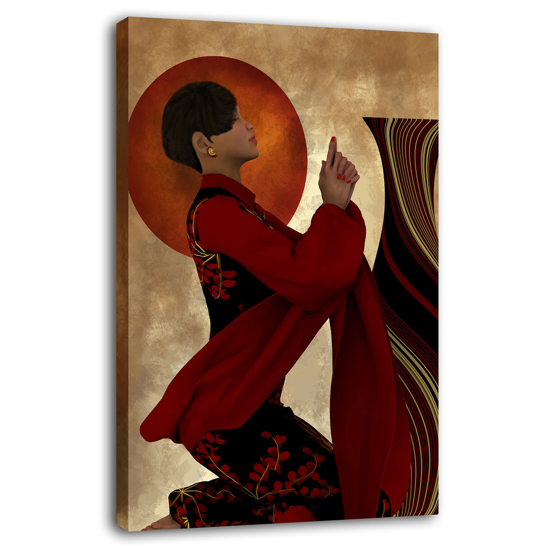 'Devoted Prayer 1 Christian African American' Graphic Art Print on Canvas World Menagerie