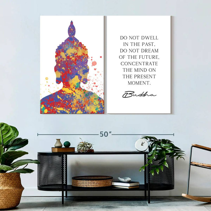 " Do Not Dwell Zen Quote " 2 - Pieces, 36" H x 49" W x 1.25" D