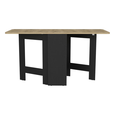 Folding Table with Expandable Design in 3 Forms, Black / Macadamia