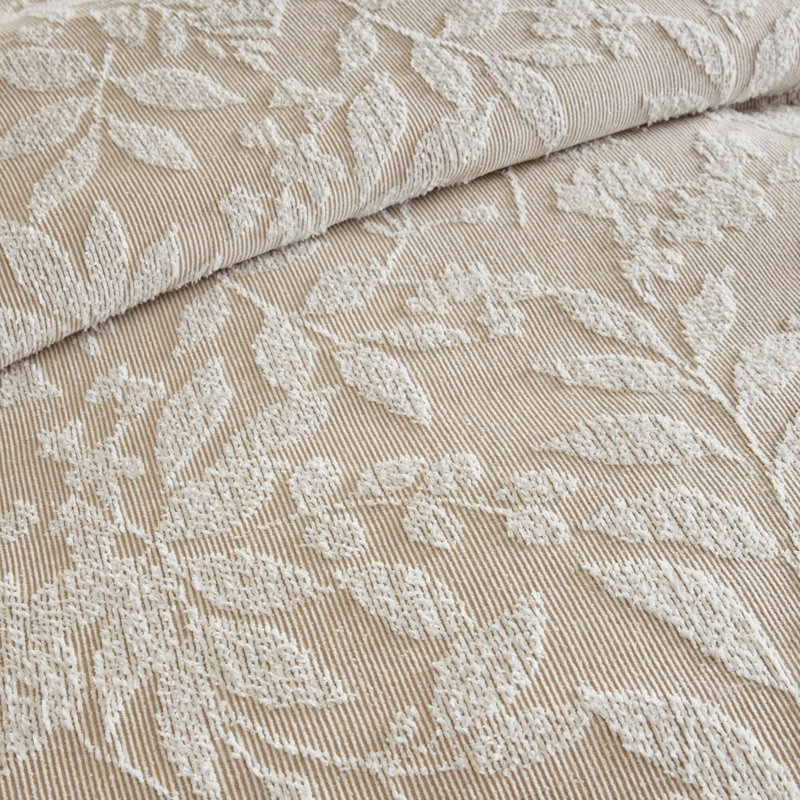 3 PCS Queen Cotton Blend Botanical Jacquard Comforter Set, Beige