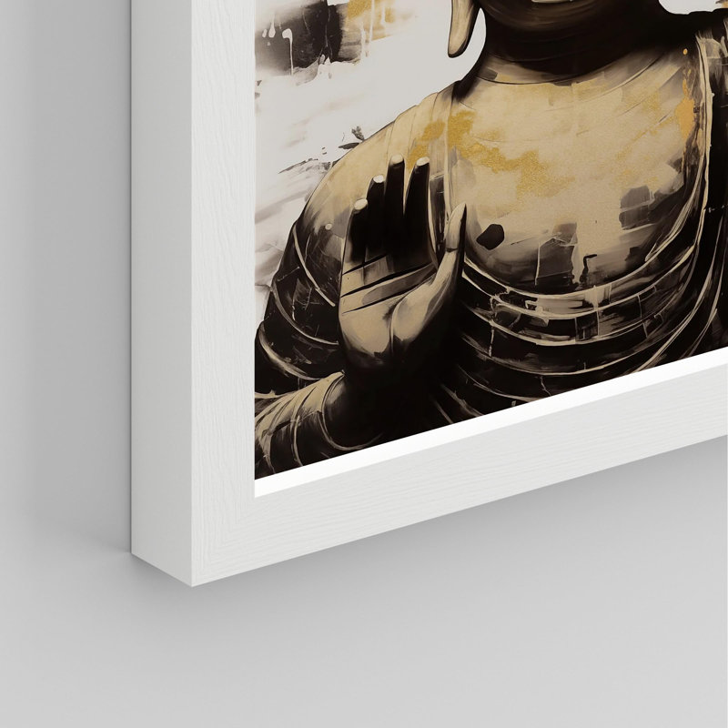 " Zen Statue Textured Prayer ", White, 14" H x 11" W